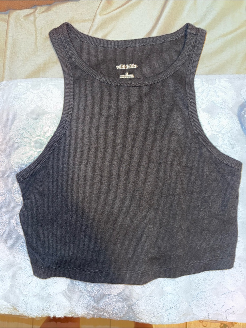 wild fable Black Ribbed Cropped Tank